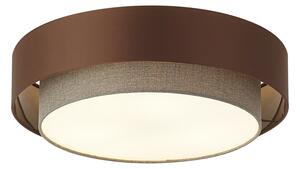 Plafoniera moderna bronzo scuro con tortora 50cm 3 luci - Drum Duo