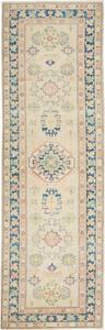 Tappeto Kazak Stilizzato Avorio Blu Corsia 85x287 Cm