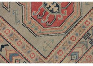 Tappeto Kazak Geometrico Grigio Chiaro Rosso Corsia 82x286 Cm