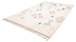 Tappeto Berbero Geometrico Avorio Azzurro 218x325 Cm