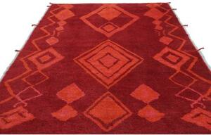 Tappeto Berbero Geometrico Rosso Scuro Arancione 231x302 Cm