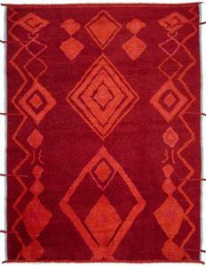 Tappeto Berbero Geometrico Rosso Scuro Arancione 231x302 Cm