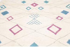 Tappeto Berbero Geometrico Avorio Azzurro 218x325 Cm