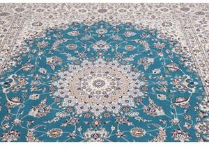Tappeto Nain 6la Medaglione Floreale Blu Petrolio Avorio 209x261 Cm