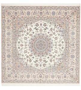 Tappeto Nain 6la Medaglione Floreale Avorio Blu Quadrato 209x205 Cm