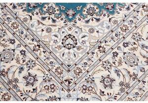 Tappeto Nain 6la Medaglione Floreale Blu Petrolio Avorio 209x261 Cm