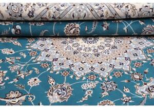 Tappeto Nain 6la Medaglione Floreale Blu Petrolio Avorio 209x261 Cm