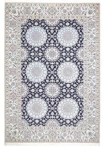 Tappeto Nain 6la Stilizzato Blu Scuro Bianco Avorio 213x312 Cm