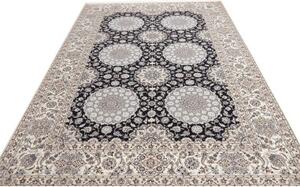 Tappeto Nain 6la Stilizzato Blu Scuro Bianco Avorio 213x312 Cm