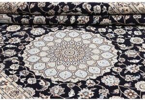 Tappeto Nain 6la Stilizzato Blu Scuro Bianco Avorio 213x312 Cm