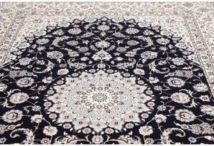 Tappeto Nain 6la Medaglione Floreale Blu Notte Avorio 211x317 Cm