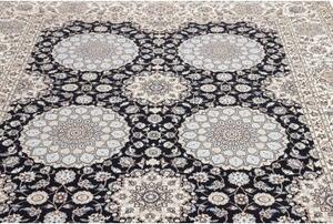 Tappeto Nain 6la Stilizzato Blu Scuro Bianco Avorio 213x312 Cm