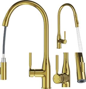 Granitan | FOSSA - Rubinetto da cucina - Bocca estraibile - Oro - Ottone - Carica Vetroceramica