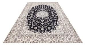 Tappeto Nain 6la Medaglione Floreale Blu Notte Avorio 211x317 Cm