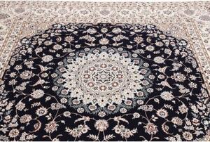Tappeto Nain 6la Medaglione Floreale Blu Scuro Avorio Quadrato 211x208 Cm
