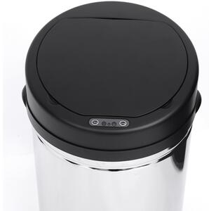 HomCom Cestino dei rifiuti rotondo in acciaio inox con sensore 30L