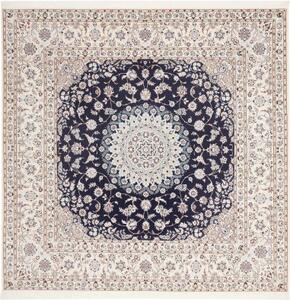 Tappeto Nain 6la Medaglione Floreale Blu Scuro Avorio Quadrato 211x208 Cm