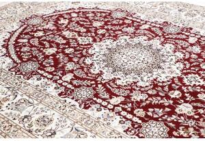 Tappeto Nain 6la Medaglione Floreale Bordeaux Avorio 200x307 Cm