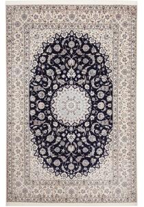 Tappeto Nain 6la Medaglione Floreale Blu Notte Avorio 211x317 Cm