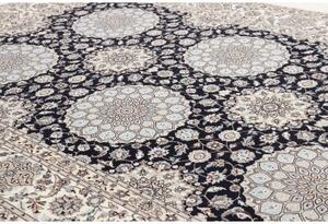 Tappeto Nain 6la Stilizzato Blu Scuro Bianco Avorio 213x312 Cm