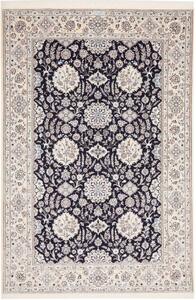 Tappeto Nain 6la Medaglione Floreale Blu Scuro Avorio 156x235 Cm