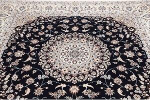 Tappeto Nain 6la Medaglione Floreale Blu Scuro Bianco Avorio Quadrato 207x211 Cm