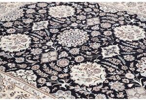 Tappeto Nain 6la Medaglione Floreale Blu Scuro Avorio 156x235 Cm