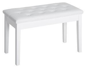 Homcom Sgabello Pianoforte con Vano Portaoggetti in Ecopelle e Legno, 76x36 x50cm, Sgabelli Imbottiti Bianco