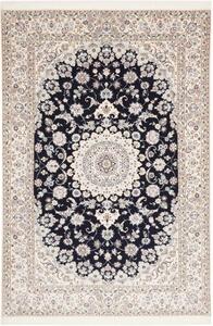 Tappeto Nain 6la Medaglione Floreale Blu Scuro Avorio 160x235 Cm
