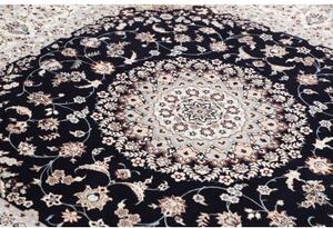 Tappeto Nain 6la Medaglione Floreale Blu Scuro Bianco Avorio Quadrato 207x211 Cm