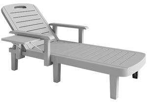 Outsunny Sdraio da Giardino Regolabile con Tavolino e Braccioli, in Polipropilene, 79x158x88 cm, Grigio Chiaro | Aosom Italy