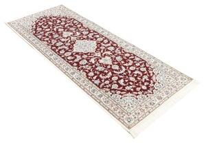 Tappeto Nain 6la Medaglione Floreale Rosso Scuro Avorio Corsia 81x208 Cm
