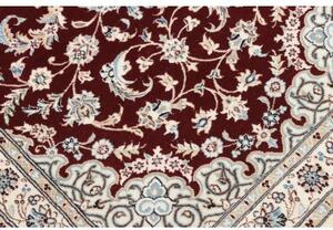 Tappeto Nain 6la Medaglione Floreale Rosso Scuro Avorio Corsia 81x208 Cm