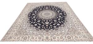 Tappeto Nain 6la Medaglione Floreale Avorio Blu Scuro 252x308 Cm