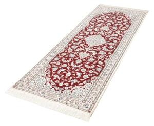 Tappeto Nain 6la Medaglione Floreale Rosso Scuro Avorio Corsia 81x208 Cm
