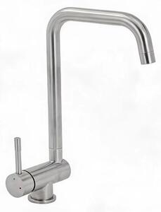 Miscelatore per cucina - Miscelatore per lavello - Estensibile, girevole a 360° - Adatto per acqua calda e fredda - Acciaio inossidabile 304 spazzolato - Comando monocomando - Montaggio su piano, 2 fori - Argento