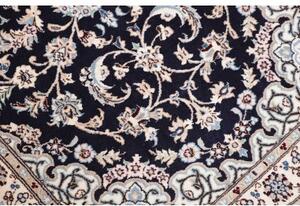 Tappeto Nain 6la Medaglione Floreale Blu Scuro Avorio Corsia 77x209 Cm