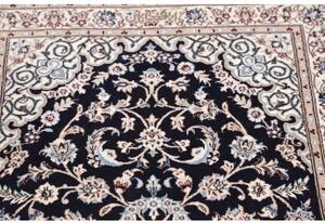 Tappeto Nain 6la Medaglione Floreale Blu Scuro Avorio Corsia 77x209 Cm