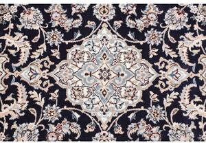Tappeto Nain 6la Medaglione Floreale Blu Scuro Avorio Corsia 77x209 Cm