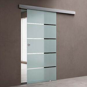 Doporro Porta Scorrevole in Vetro Temperato 8 mm Opaco a Strisce, Trasparente, con Binario in Alluminio Cromato, 77,5x205 cm Amalfi11