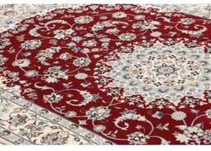 Tappeto Nain 6la Medaglione Floreale Rosso Scuro Avorio 130x198 Cm