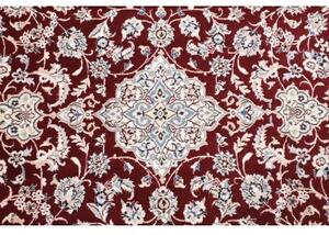 Tappeto Nain 6la Medaglione Floreale Bordeaux Avorio Corsia 80x211 Cm
