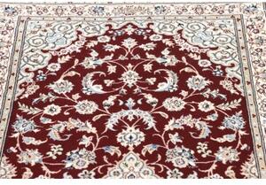 Tappeto Nain 6la Medaglione Floreale Rosso Scuro Avorio Corsia 81x208 Cm