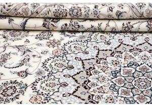Tappeto Nain 6la Medaglione Floreale Avorio Blu Avio 256x369 Cm