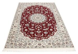 Tappeto Nain 6la Medaglione Floreale Rosso Scuro Avorio 130x198 Cm