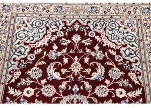 Tappeto Nain 6la Medaglione Floreale Bordeaux Avorio Corsia 80x211 Cm