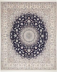 Tappeto Nain 6la Medaglione Floreale Avorio Blu Scuro 252x308 Cm