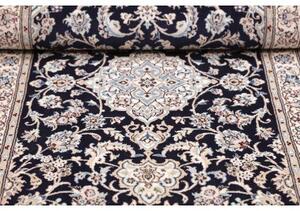 Tappeto Nain 6la Medaglione Floreale Blu Scuro Avorio Corsia 77x209 Cm