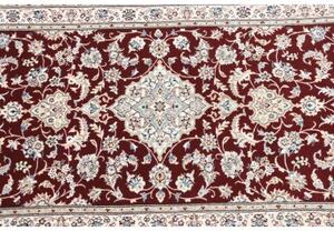 Tappeto Nain 6la Medaglione Floreale Rosso Scuro Avorio Corsia 81x208 Cm