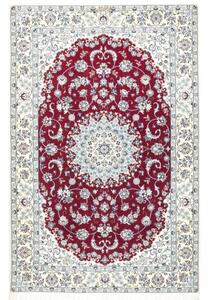 Tappeto Nain 6la Medaglione Floreale Rosso Scuro Avorio 130x198 Cm